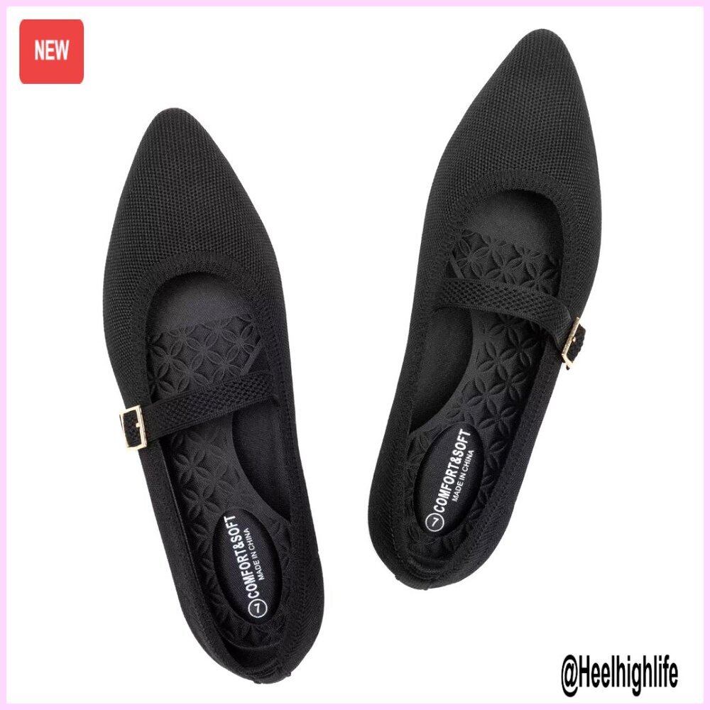 Pointed Toe Mesh Flats with Adjustable Strap Lightweight Dressy Casual Shoes